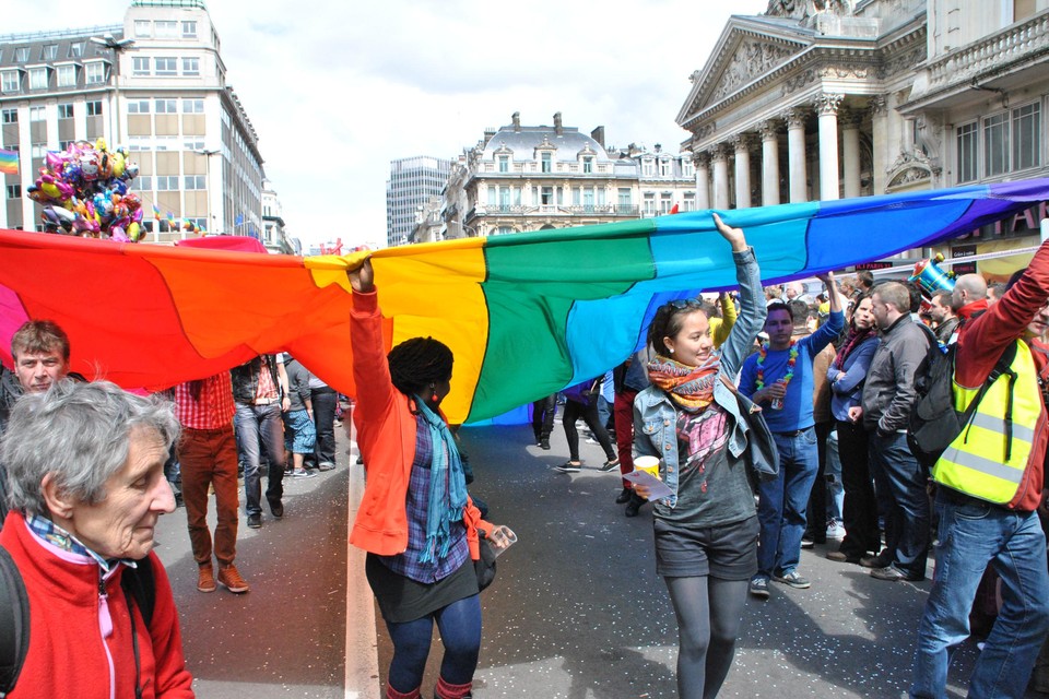 Toen de Belgian Pride nog kon plaatsvinden in Brussel. Vandaag wordt het festival anders ingevuld 