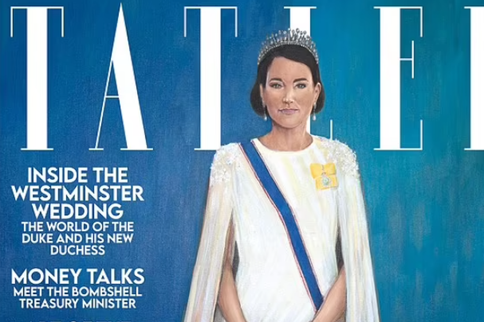 Het portret van prinses Kate, dat Tatler bestelde bij Hannah Uzor, staat prominent op de cover van het magazine.