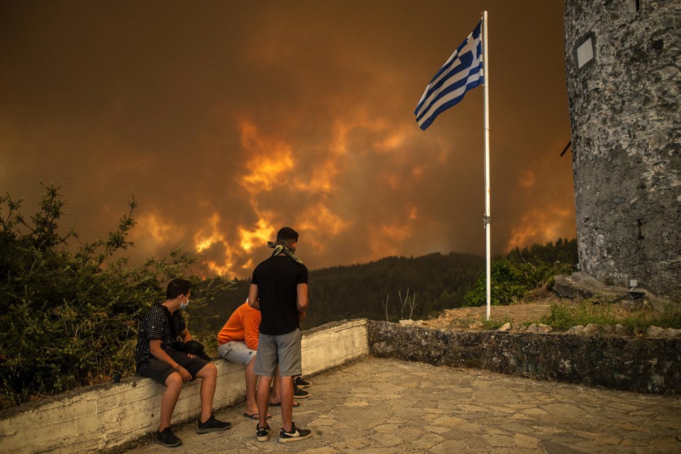 Het Griekse eiland Evia werd vorig jaar ook al getroffen door zware bosbranden. 