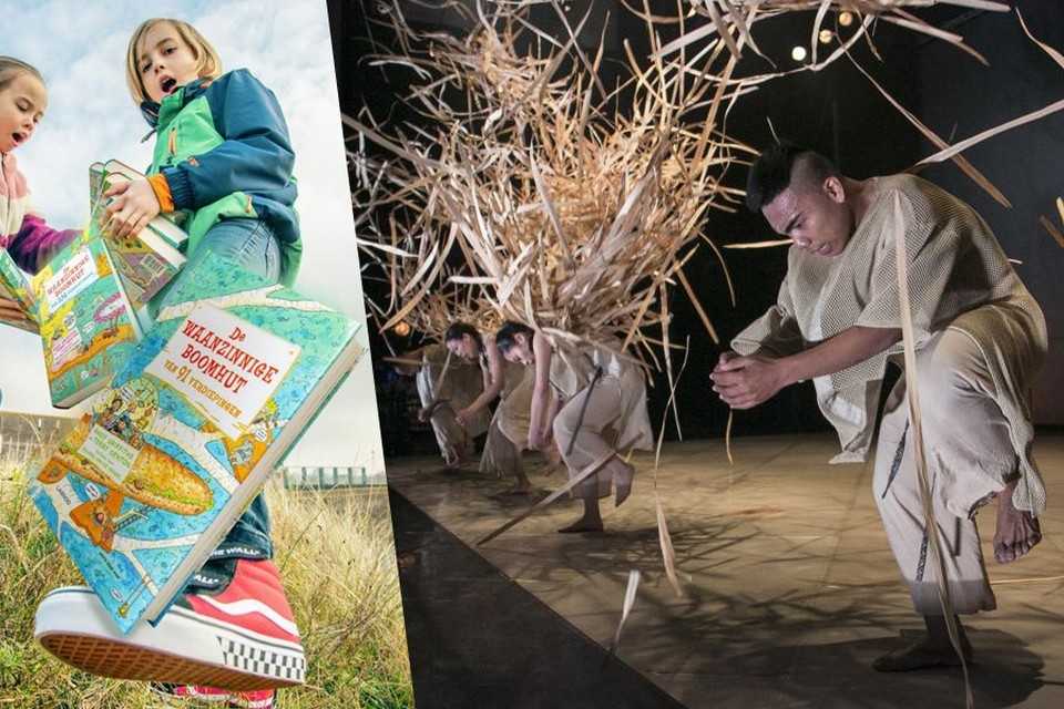 In Oostende inspireert de boekenreeks De waanzinnige boomhut tot een doe-expositie en een zoektocht. (links) 