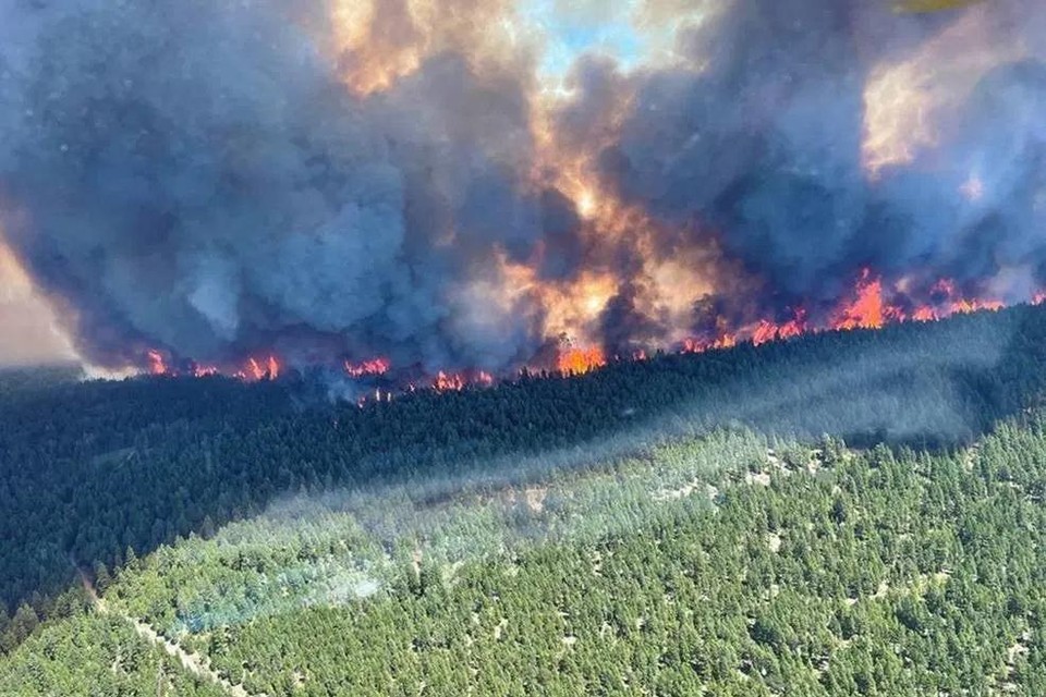 Eén van de grote bosbranden nabij Sparks Lake. 