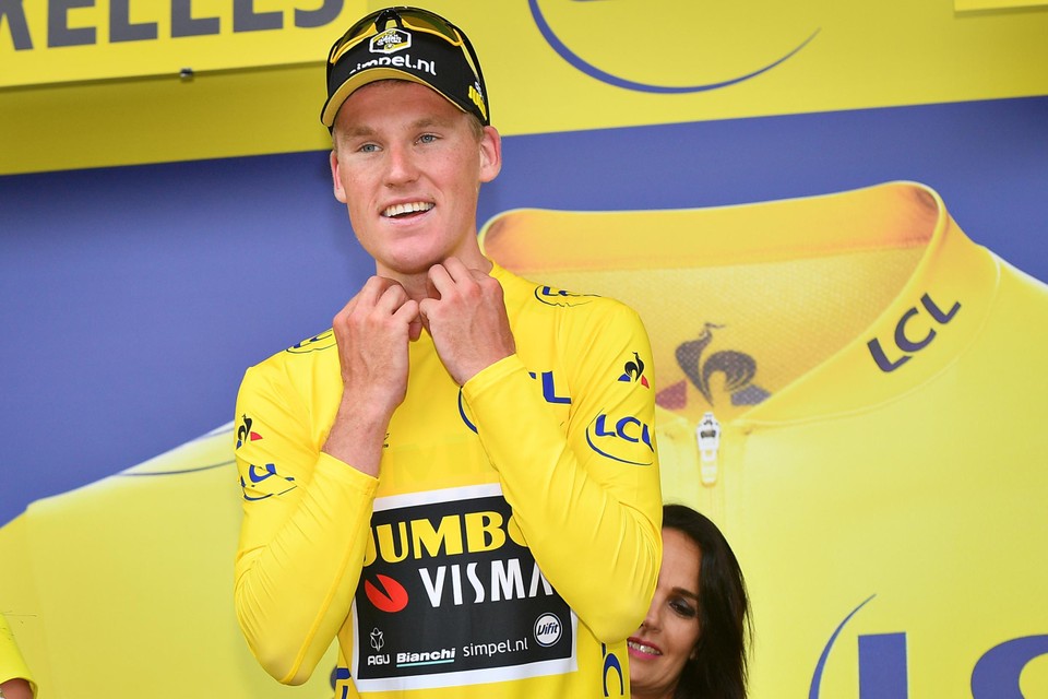 Mike Teunissen droeg het geel in de Tour. 