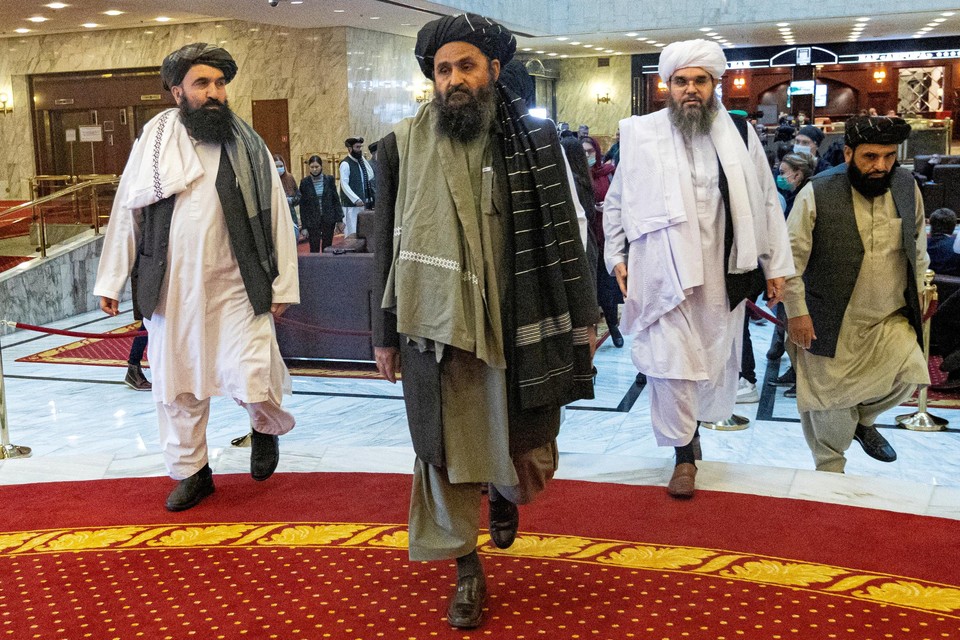Mullah Abdul Ghani Baradar, hier gefotografeerd in maart 2021.