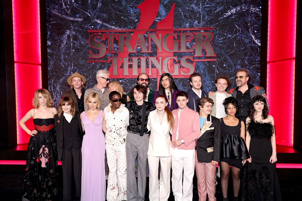 De cast bij de voorstelling van het vierde seizoen “Stranger Things” 