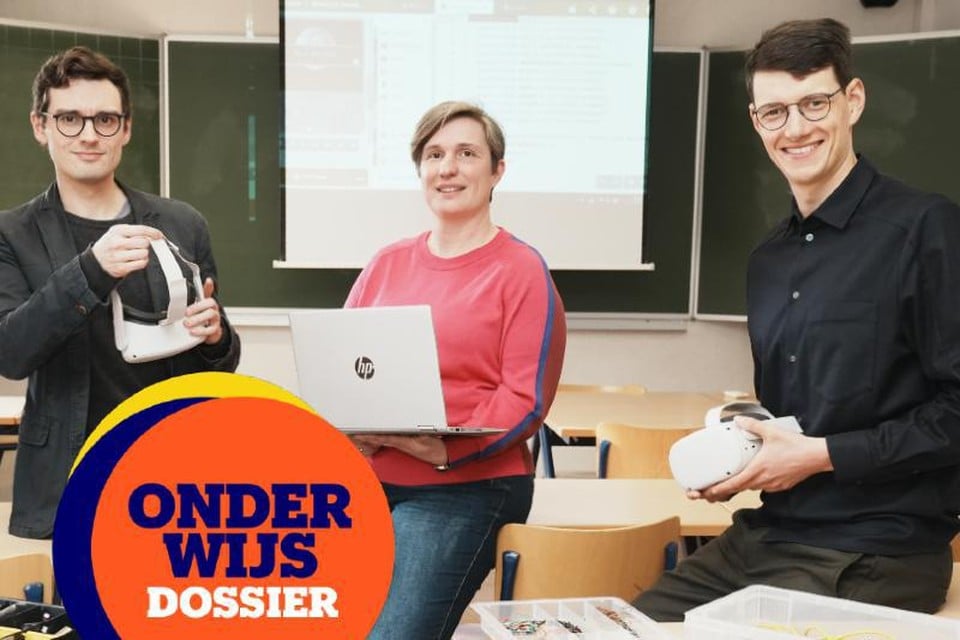 Robbe, Greet en Michiel zijn de drijvende krachten achter de ‘digitalisering’ van de school.