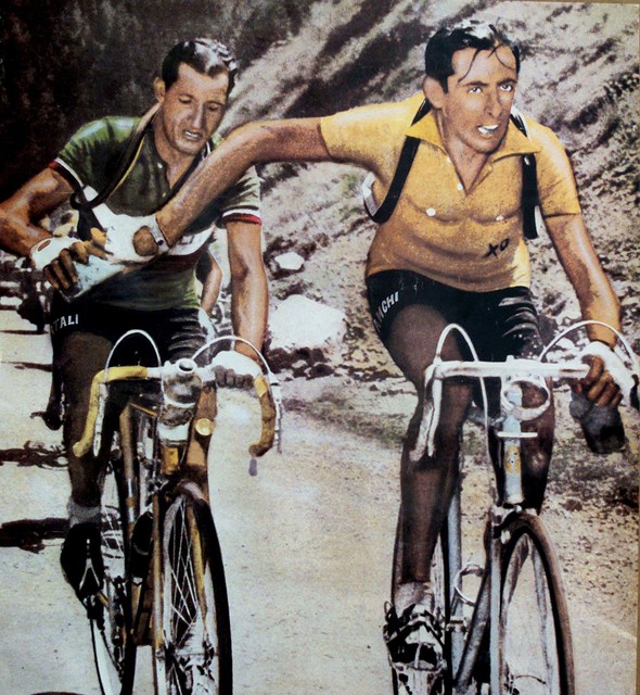 Gino Bartali (links) en Fausto Coppi (rechts) regen allebei de zeges aan elkaar tijdens hun carrière. 