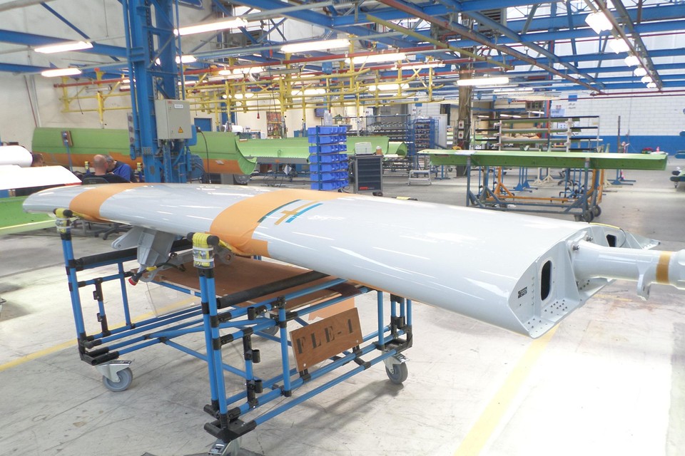 Een beeld vanuit de fabriek van luchtvaartbedrijf Sonaca.