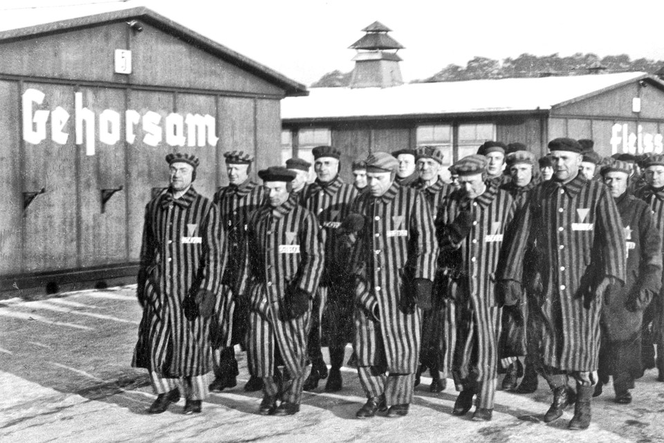 Gevangenen van kamp Sachsenhausen in februari 1941 