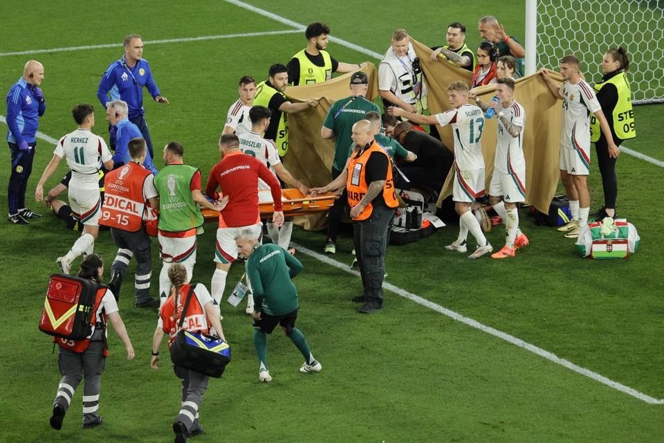 Stunning European Championship pictures: Hungarian striker breaks a number of bones in face after severe collision with Scotland goalkeeper, job nicely achieved